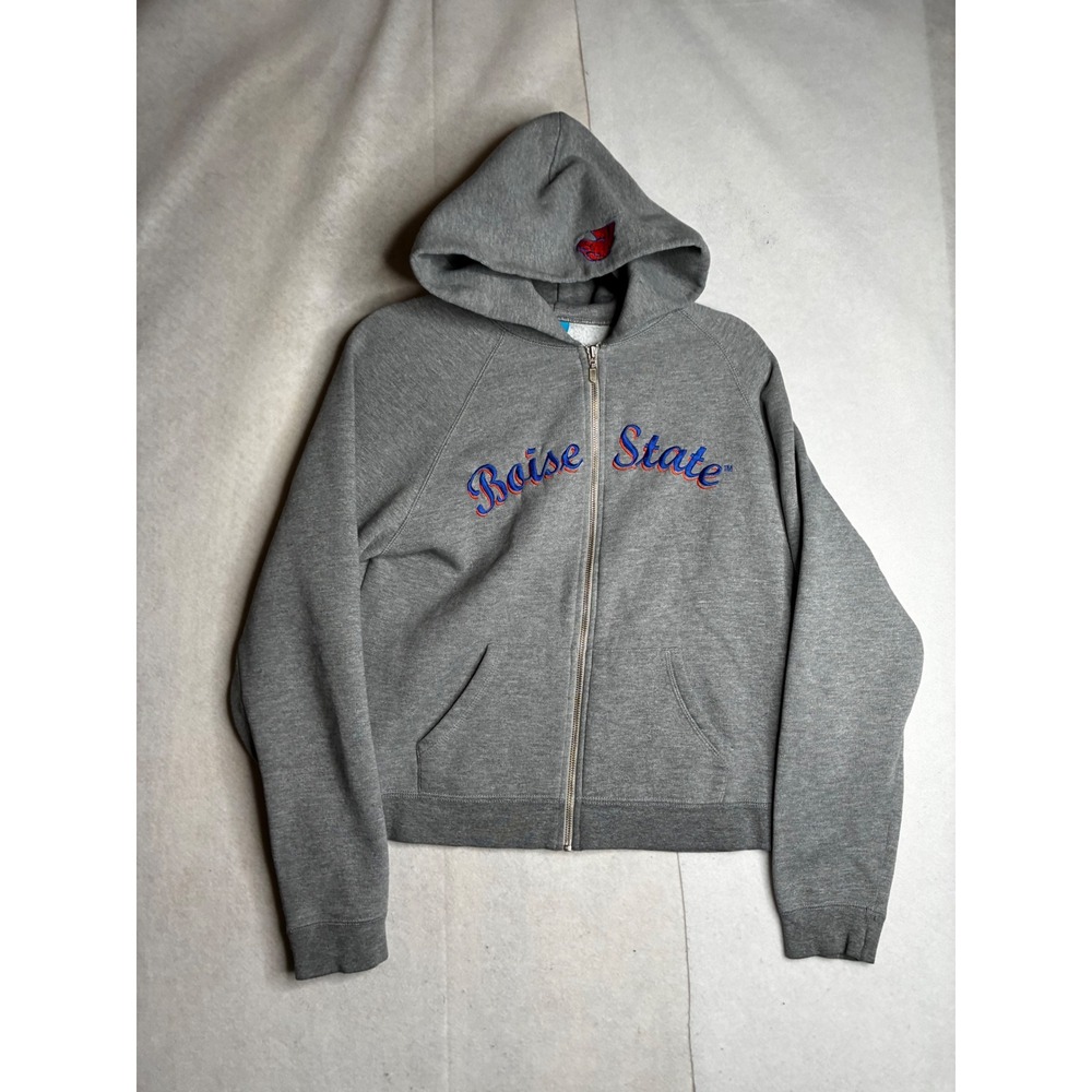 Blue 84 Boise State Broncos‎ Zip Up Hoodie Gray Embroidered NCAA Sweatshirt L